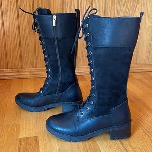 Lace up lug sole boots